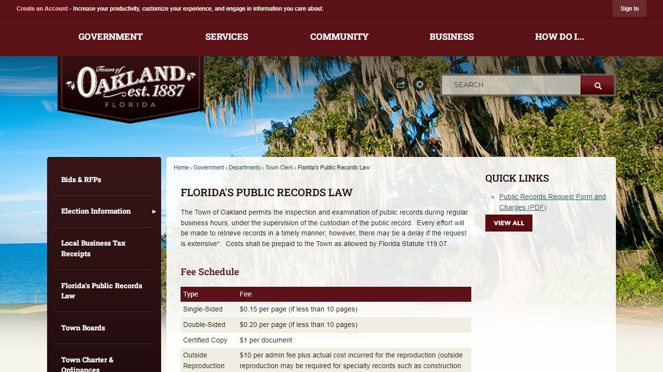 Florida's Public Records Law | Oakland FL